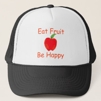 Eat Fruit, Be Happy with Big Crunchy Red Apple Trucker Hat