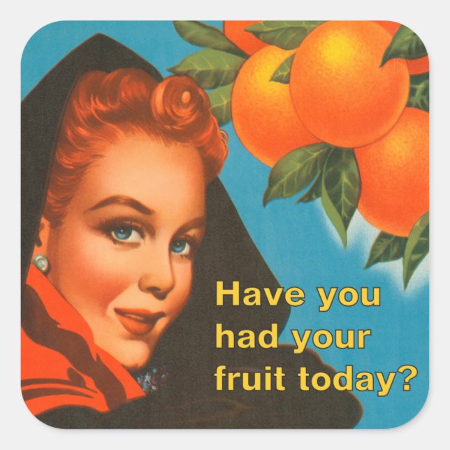Eat Fruit Vintage Design Square Sticker (Front)
