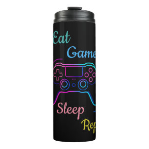 Eat Game Sleep Repeat   Neon Gamer Customisable   Thermal Tumbler