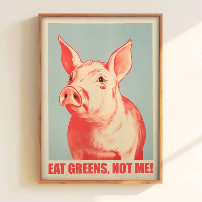 Eat Greens Print Kitchen Wall Art Vegetarian Retro (Creator Uploaded)