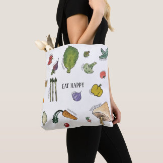 Eat Happy Vegetable Tote Bag