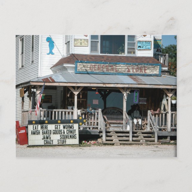 Eat Here Get Worms General Store Postcard (Front)