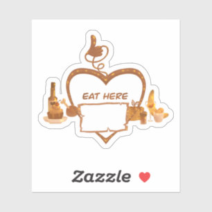 Eat here restaurant sticker business tasty