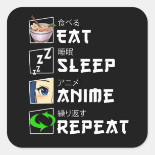 Eat Leep Anime Repeat Square Sticker