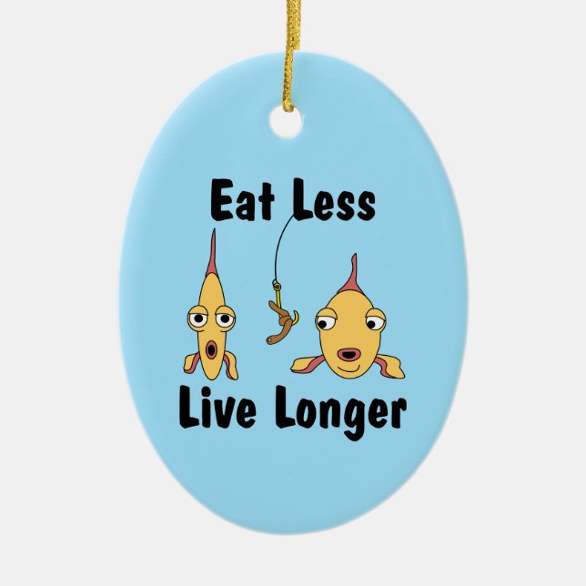 Eat Less Ceramic Tree Decoration (Front)