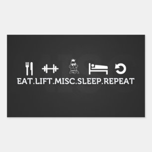 Eat, Lift, Misc, Sleep, Repeat Rectangular Sticker