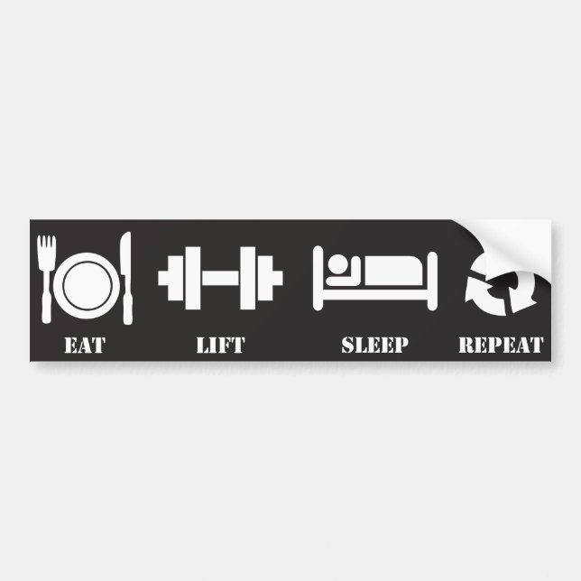 Eat, Lift, Sleep, Repeat Bumper Sticker (Front)