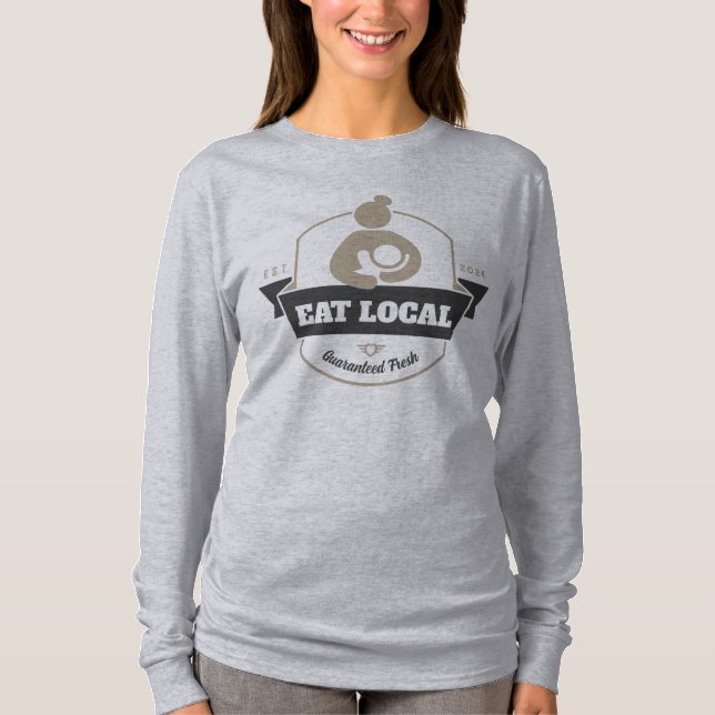 "Eat Local" Breastfeeding Mum & Baby Humourous  T-Shirt (Front)