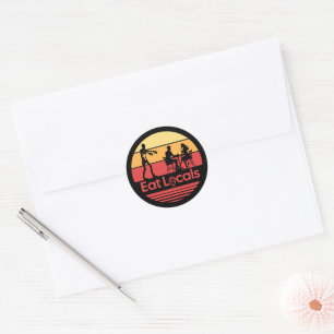 Eat Locals Zombie Humour Classic Round Sticker