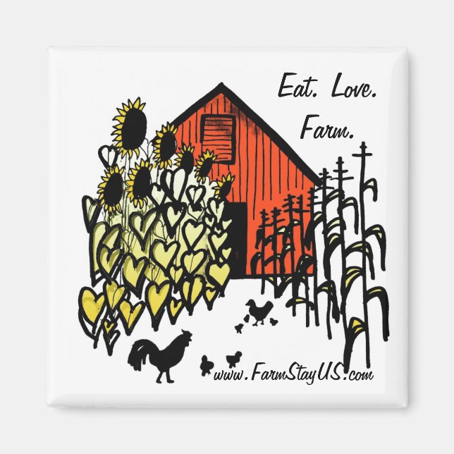 Eat Love Farm Barnyard Scene Magnet (Front)
