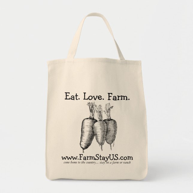 Eat Love Farm Grocery Tote Bag (Front)