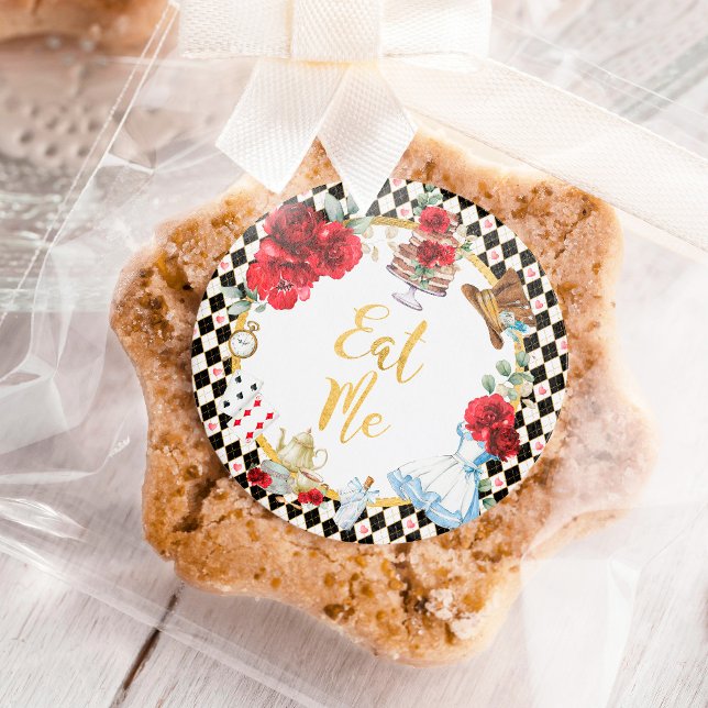 EAT ME Alice in Wonderland Tea Party Favours Classic Round Sticker (Creator Uploaded)