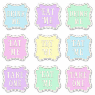 "Eat Me" "Drink Me" Wonderland Tea Party Colourful
