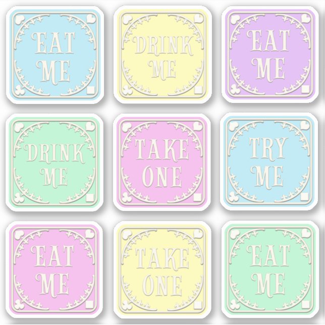 "Eat Me" "Drink Me" Wonderland Tea Party Whimsical (Front)