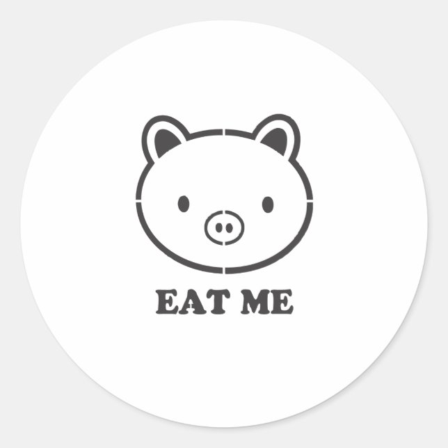 Eat Me Pig Classic Round Sticker (Front)