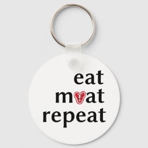 Eat meat repeat funny carnivore keychain