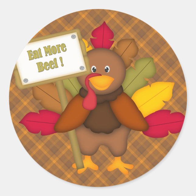 Eat More Beef Thanksgiving Sticker (Front)