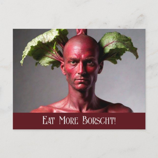 Eat More Borscht: Beet Man Postcard (Front)