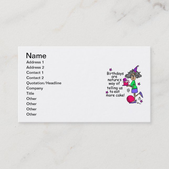 Eat More Cake Birthday Humour Business Card (Front)
