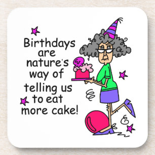 Eat More Cake Birthday Humour Coaster