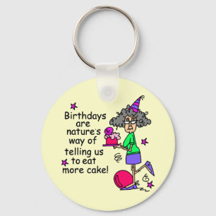 Eat More Cake Birthday Humour Key Ring