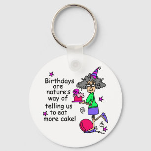 Eat More Cake Birthday Humour Key Ring