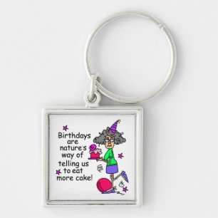 Eat More Cake Birthday Humour Key Ring