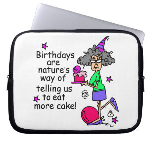 Eat More Cake Birthday Humour Laptop Sleeve