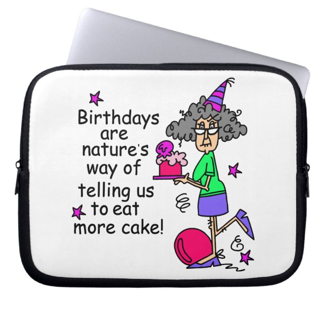 Eat More Cake Birthday Humour Laptop Sleeve (Front)