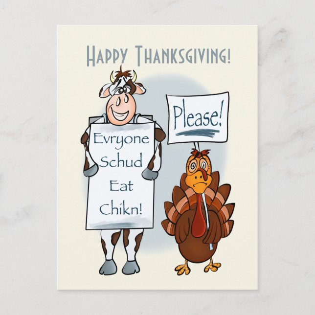 Eat More Chicken Thanksgiving Holiday Card (Front)