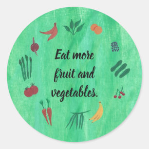 Eat more fruit and vegetables, stickers: classic round sticker