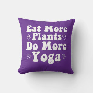 Eat More Plants Do More Yoga Saying Novelty Heart Cushion