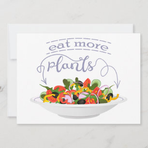 Eat more plants fresh salad motivation lettering card