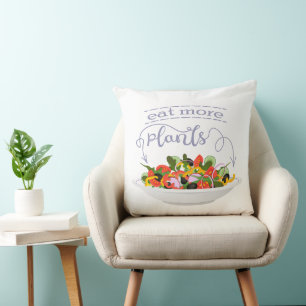 Eat more plants fresh salad motivation lettering cushion