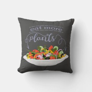 Eat more plants fresh salad motivation lettering cushion