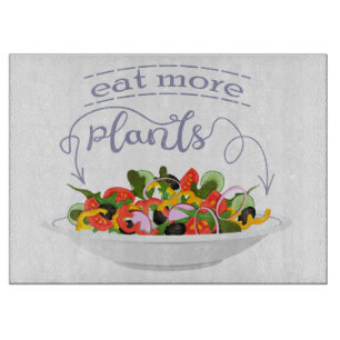Eat more plants fresh salad motivation lettering cutting board