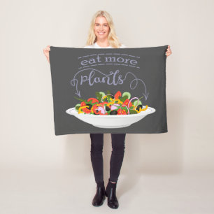 Eat more plants fresh salad motivation lettering fleece blanket