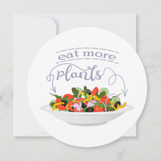 Eat more plants fresh salad motivation lettering holiday card