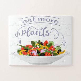 Eat more plants fresh salad motivation lettering jigsaw puzzle