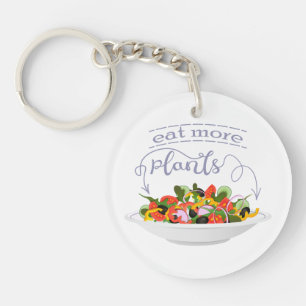 Eat more plants fresh salad motivation lettering key ring