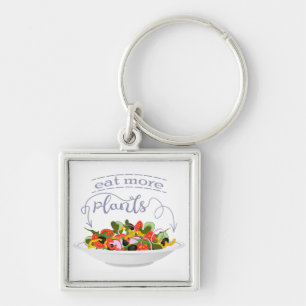 Eat more plants fresh salad motivation lettering key ring