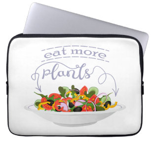 Eat more plants fresh salad motivation lettering laptop sleeve