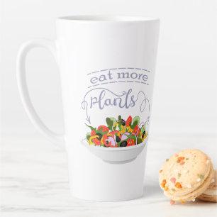 Eat more plants fresh salad motivation lettering latte mug