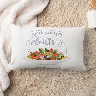 Eat more plants fresh salad motivation lettering lumbar cushion