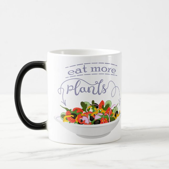 Eat more plants fresh salad motivation lettering magic mug (Left)