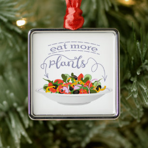 Eat more plants fresh salad motivation lettering metal tree decoration