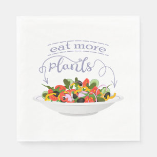 Eat more plants fresh salad motivation lettering napkin