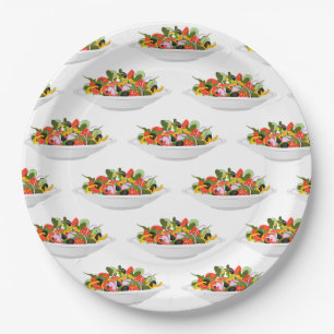 Eat more plants fresh salad motivation lettering paper plate
