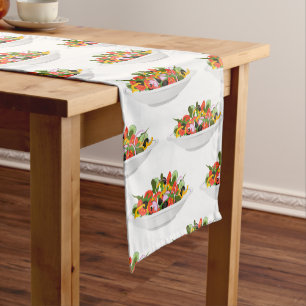 Eat more plants fresh salad motivation lettering short table runner