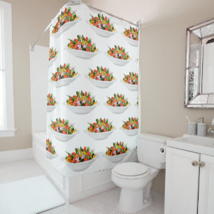 Eat more plants fresh salad motivation lettering shower curtain